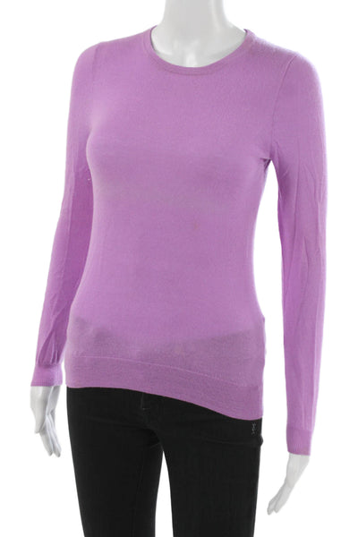 J Crew Women Cashmere Pullover Sweater Purple Crewneck Long Sleeve Size XS