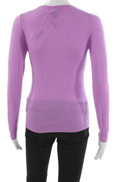 J Crew Women Cashmere Pullover Sweater Purple Crewneck Long Sleeve Size XS