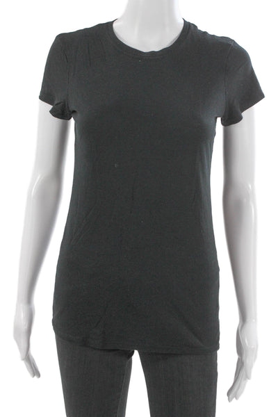 Vince Women Basic Gray Cotton Blend Crew Neck T-Shirt Short Sleeve Size S