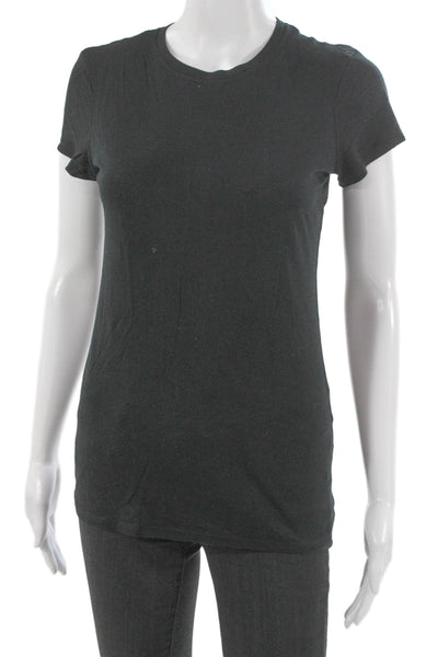 Vince Women Basic Gray Cotton Blend Crew Neck T-Shirt Short Sleeve Size S