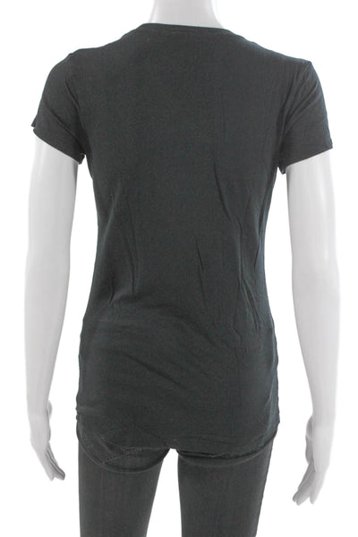Vince Women Basic Gray Cotton Blend Crew Neck T-Shirt Short Sleeve Size S