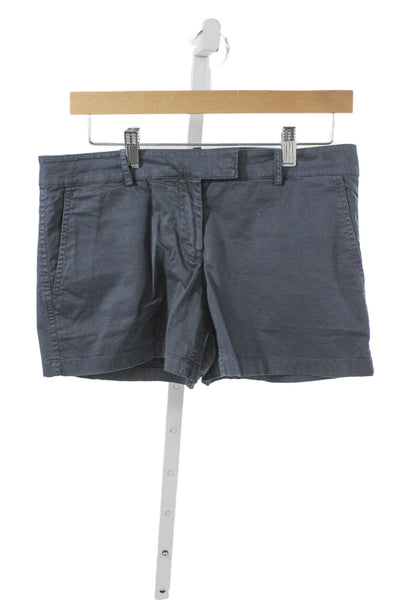 Theory Womens Chino Shorts Blue Button Cotton Spandex Casual Size 4
