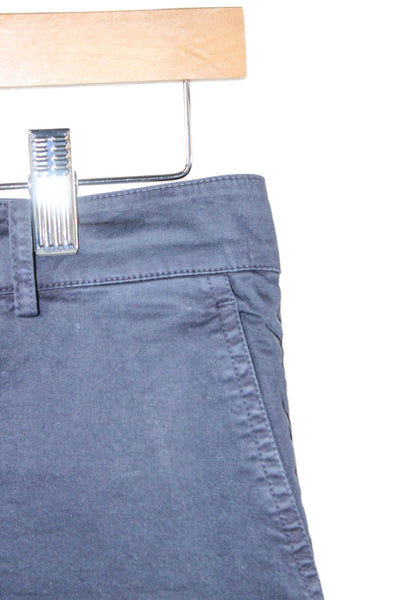 Theory Womens Chino Shorts Blue Button Cotton Spandex Casual Size 4