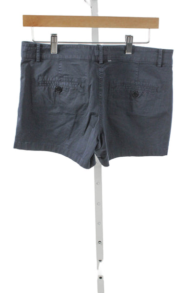 Theory Womens Chino Shorts Blue Button Cotton Spandex Casual Size 4
