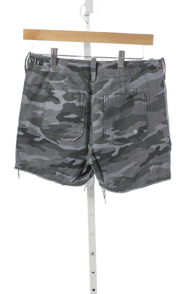 G-One Womens Cargo Shorts Camouflage Gray Cotton Size 2