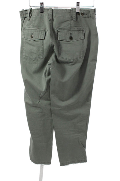 G1 All Purpose Goods Womens Cargo Pants Green Button Cotton Inseam 25 Size 4