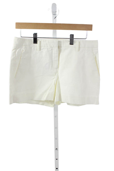 Theory Womens Chino Shorts White Zip 95% Cotton Size 6