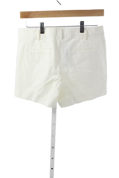 Theory Womens Chino Shorts White Zip 95% Cotton Size 6