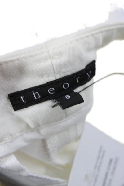 Theory Womens Chino Shorts White Zip 95% Cotton Size 6