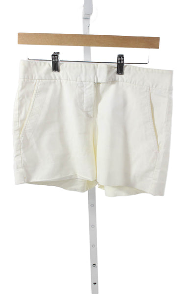 Theory Womens Chino Shorts White Cotton Lycra Button Casual Size 6