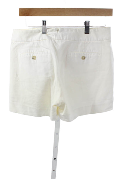 Theory Womens Chino Shorts White Cotton Lycra Button Casual Size 6