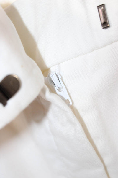 Theory Womens Chino Shorts White Cotton Lycra Button Casual Size 6