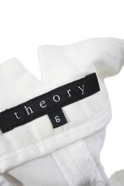 Theory Womens Chino Shorts White Cotton Lycra Button Casual Size 6