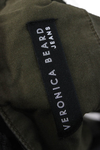 Veronica Beard Womens Paperbag Tie Waist Cotton Blend Green Shorts Size 25