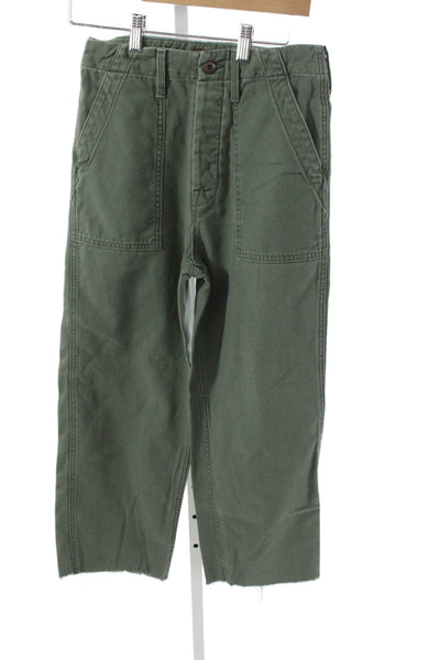 Mother Womens Cargo Pants Green Cotton Button Front Military Size 25