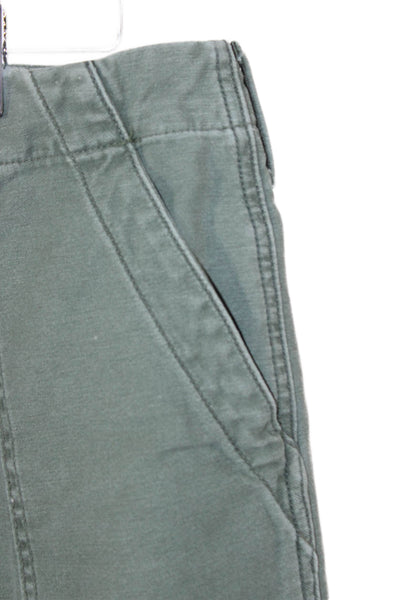 Mother Womens Cargo Pants Green Cotton Button Front Military Size 25