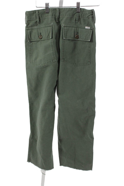 Mother Womens Cargo Pants Green Cotton Button Front Military Size 25