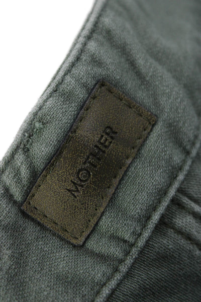 Mother Womens Cargo Pants Green Cotton Button Front Military Size 25