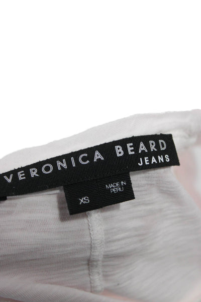 Veronica Beard Women Basic Ruffle White Crew Neck Short Sleeve T-Shirt Size XS