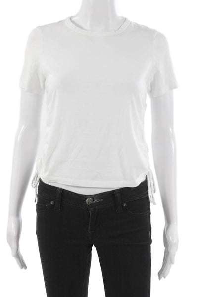 Veronica Beard Women White Pima Cotton Crewneck Short Sleeve T-Shirt Size XS