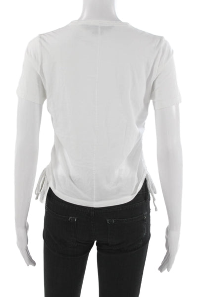 Veronica Beard Women White Pima Cotton Crewneck Short Sleeve T-Shirt Size XS