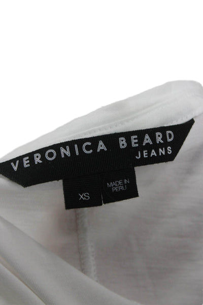 Veronica Beard Women White Pima Cotton Crewneck Short Sleeve T-Shirt Size XS