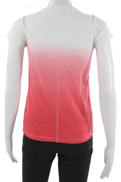 Rag & Bone Women Ombre White Pima Cotton Crew Neck Basic T-Shirt Size 2XS