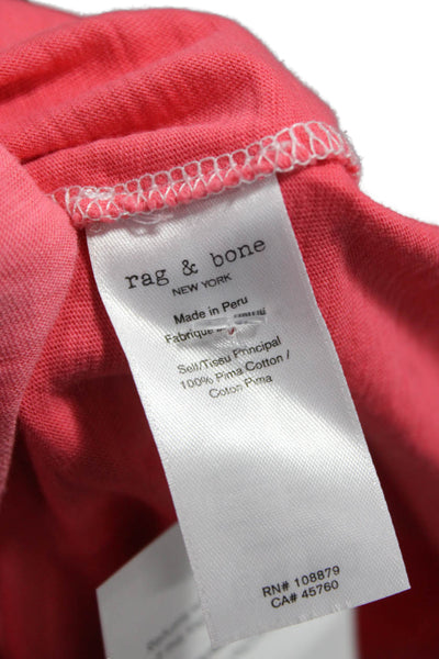 Rag & Bone Women Ombre White Pima Cotton Crew Neck Basic T-Shirt Size 2XS