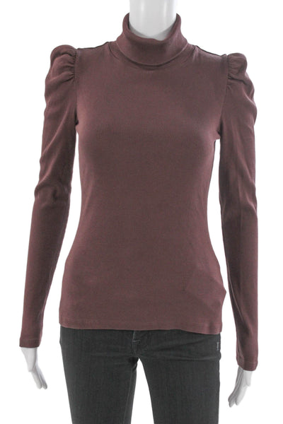 Veronica Beard Womens Pima Cotton Turtleneck Sweater Brown Size XS