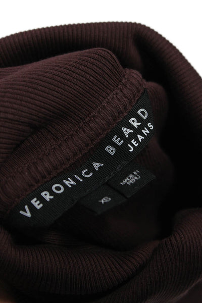 Veronica Beard Womens Pima Cotton Turtleneck Sweater Brown Size XS