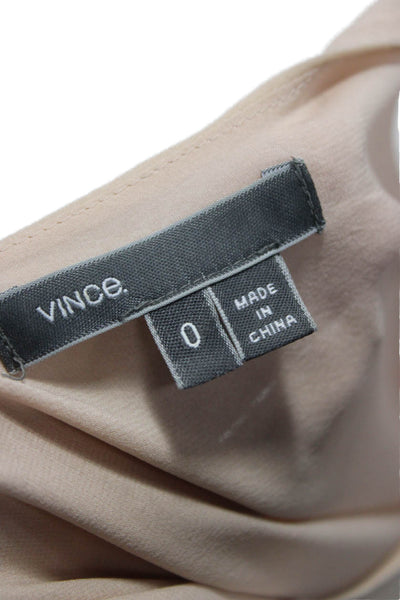 Vince Womens Leather Basic Tank Beige Round Neck Sleeveless Size 0