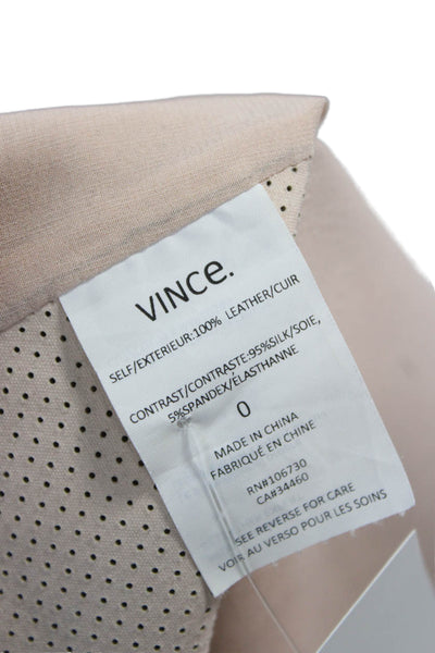 Vince Womens Leather Basic Tank Beige Round Neck Sleeveless Size 0