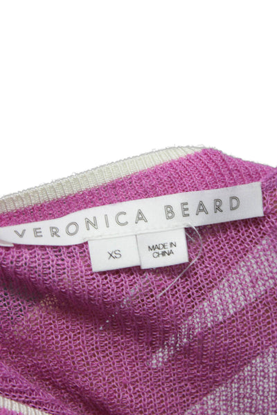 Veronica Beard Women Pullover Sweater Pink Linen Blend VNeck 3/4 Sleeve Size XS