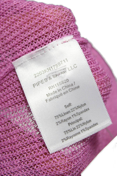 Veronica Beard Women Pullover Sweater Pink Linen Blend VNeck 3/4 Sleeve Size XS