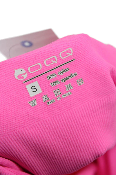 Designer Women Pink Sleeveless One Piece Bodysuit Nylon Blend Activewear Size S
