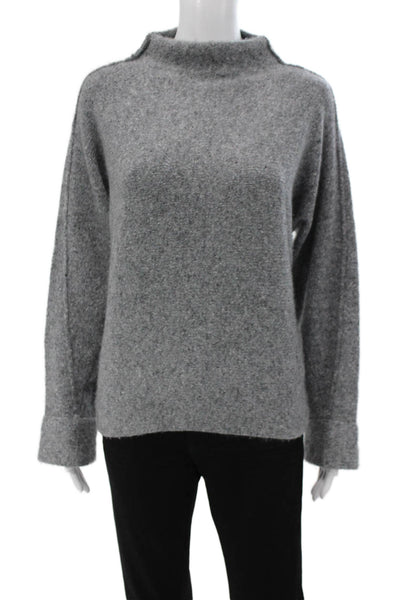 Autumn Cashmere Womens Gray Cashmere Mock Neck Sweater Size M