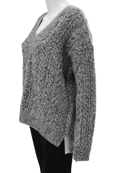 Vince Women Pullover Sweater Wool Gray V Neck Geometric Long Sleeve Size S