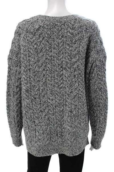 Vince Women Pullover Sweater Wool Gray V Neck Geometric Long Sleeve Size S