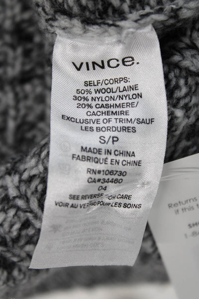 Vince Women Pullover Sweater Wool Gray V Neck Geometric Long Sleeve Size S