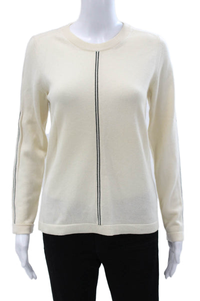 Rag & Bone Women Ivory Wool Blend Striped Crew Neck Pullover Long Sleeve Size M