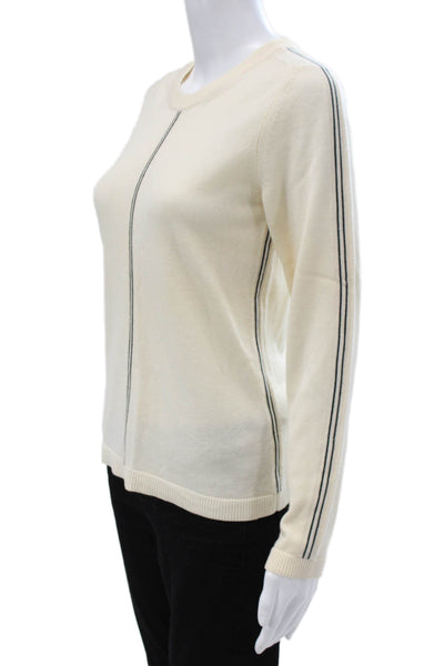Rag & Bone Women Ivory Wool Blend Striped Crew Neck Pullover Long Sleeve Size M