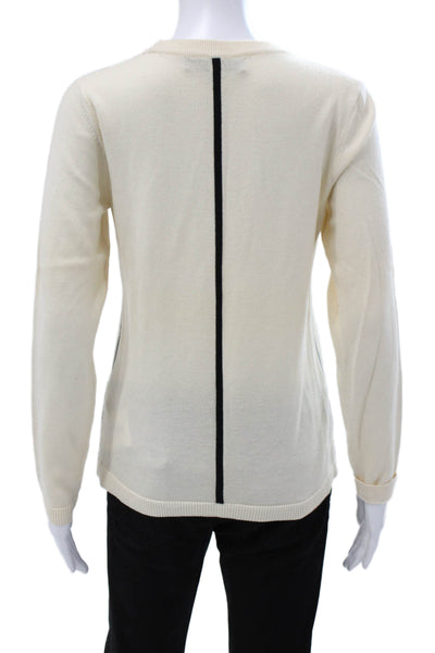Rag & Bone Women Ivory Wool Blend Striped Crew Neck Pullover Long Sleeve Size M