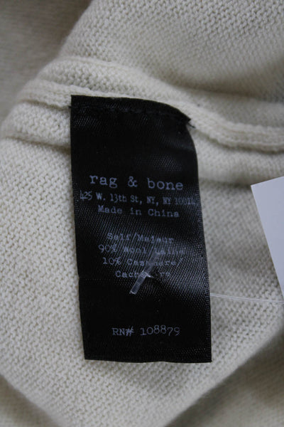 Rag & Bone Women Ivory Wool Blend Striped Crew Neck Pullover Long Sleeve Size M