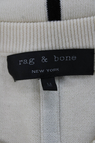 Rag & Bone Women Ivory Wool Blend Striped Crew Neck Pullover Long Sleeve Size M