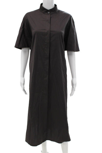 Liviana Conti Womens Shirt Dress Black Cotton Short Sleeve Midcalf Size 46