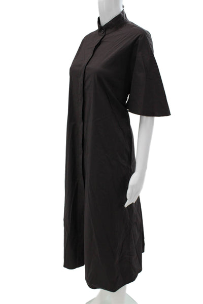Liviana Conti Womens Shirt Dress Black Cotton Short Sleeve Midcalf Size 46