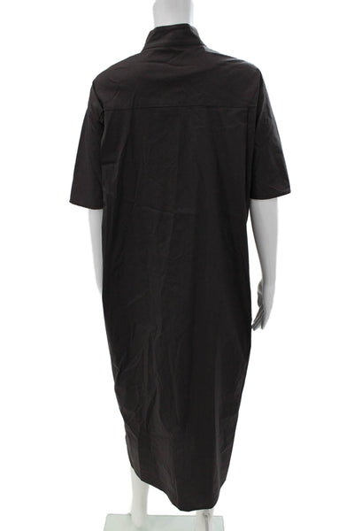 Liviana Conti Womens Shirt Dress Black Cotton Short Sleeve Midcalf Size 46