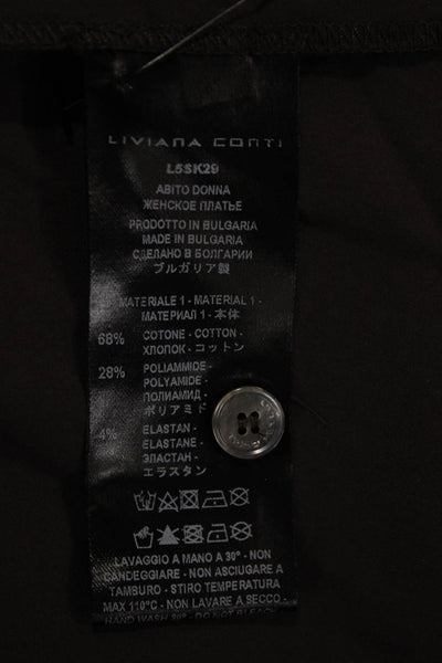 Liviana Conti Womens Shirt Dress Black Cotton Short Sleeve Midcalf Size 46