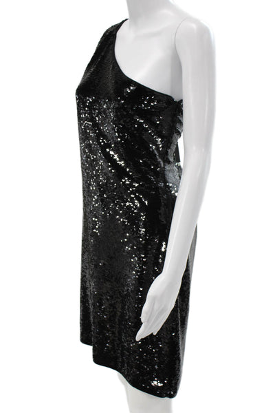 Michael Michael Kors Women One Shoulder Mini Dress Black Size M