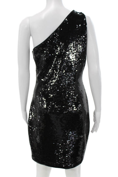 Michael Michael Kors Women One Shoulder Mini Dress Black Size M